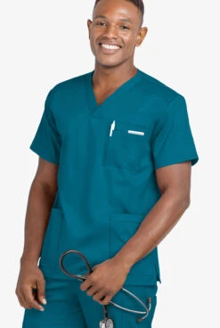 UA Flex2 Unisex 4-Pocket V-Neck STRETCH Scrub Top 9 UA Flex2 Unisex 4-Pocket V-Neck STRETCH Scrub Top -Fashion Clothing F2719 CARIB 5