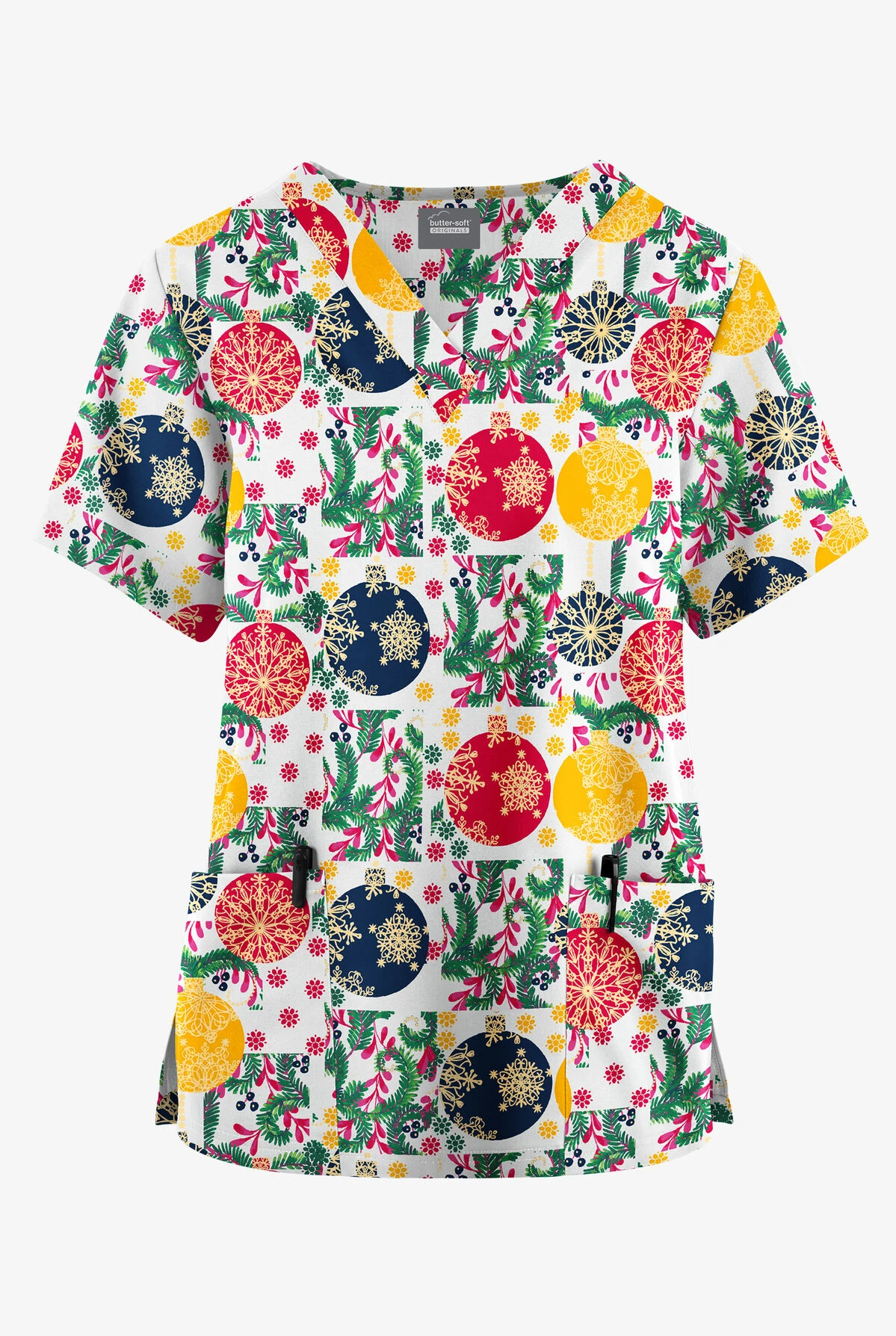 Butter-Soft Originals Baubles And Berries Women's 2-Pocket Classic Fit V-Neck Printed Scrub Top 3 Butter-Soft Originals Baubles And Berries Women's 2-Pocket Classic Fit V-Neck Printed Scrub Top
