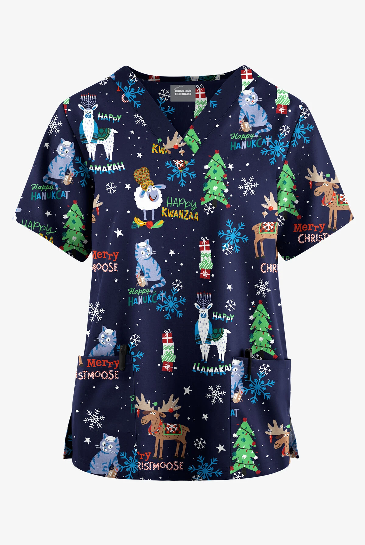 Butter-Soft Originals Chrismahanv Kwanzakah Women's 2-Pocket Classic Fit V-Neck Printed Scrub Top 3 Butter-Soft Originals Chrismahanv Kwanzakah Women's 2-Pocket Classic Fit V-Neck Printed Scrub Top