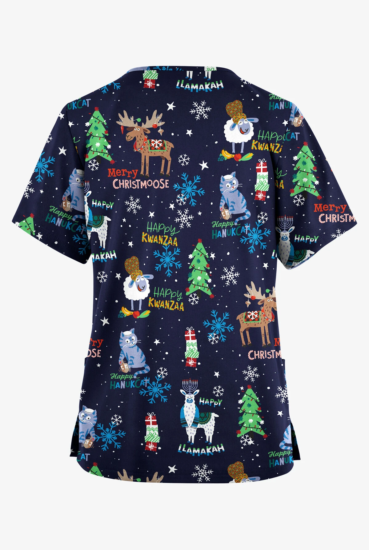 Butter-Soft Originals Chrismahanv Kwanzakah Women's 2-Pocket Classic Fit V-Neck Printed Scrub Top 4 Butter-Soft Originals Chrismahanv Kwanzakah Women's 2-Pocket Classic Fit V-Neck Printed Scrub Top - Image 2