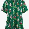 Butter-Soft Originals Playful Christmas Hunter Women's 2-Pocket Classic Fit V-Neck Printed Scrub Top -Fashion Clothing H1162PCHT 092823 1