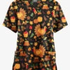 Butter-Soft Originals Pumpkin Hunt Black Printed Women's 2-Pocket Classic Fit V-Neck Scrub Top -Fashion Clothing H1162PTBL 092823 1