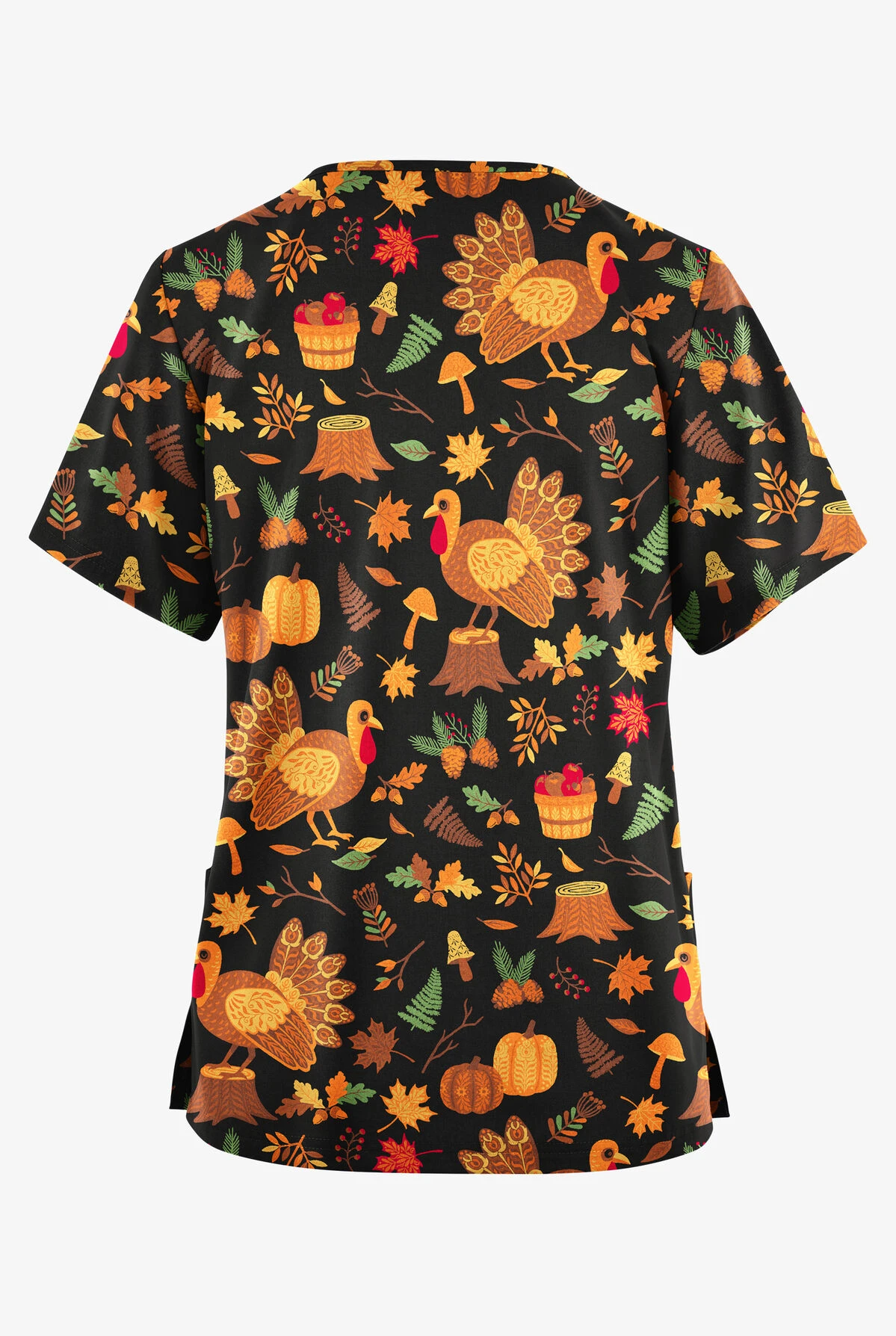 Butter-Soft Originals Pumpkin Hunt Black Printed Women's 2-Pocket Classic Fit V-Neck Scrub Top 4 Butter-Soft Originals Pumpkin Hunt Black Printed Women's 2-Pocket Classic Fit V-Neck Scrub Top - Image 2