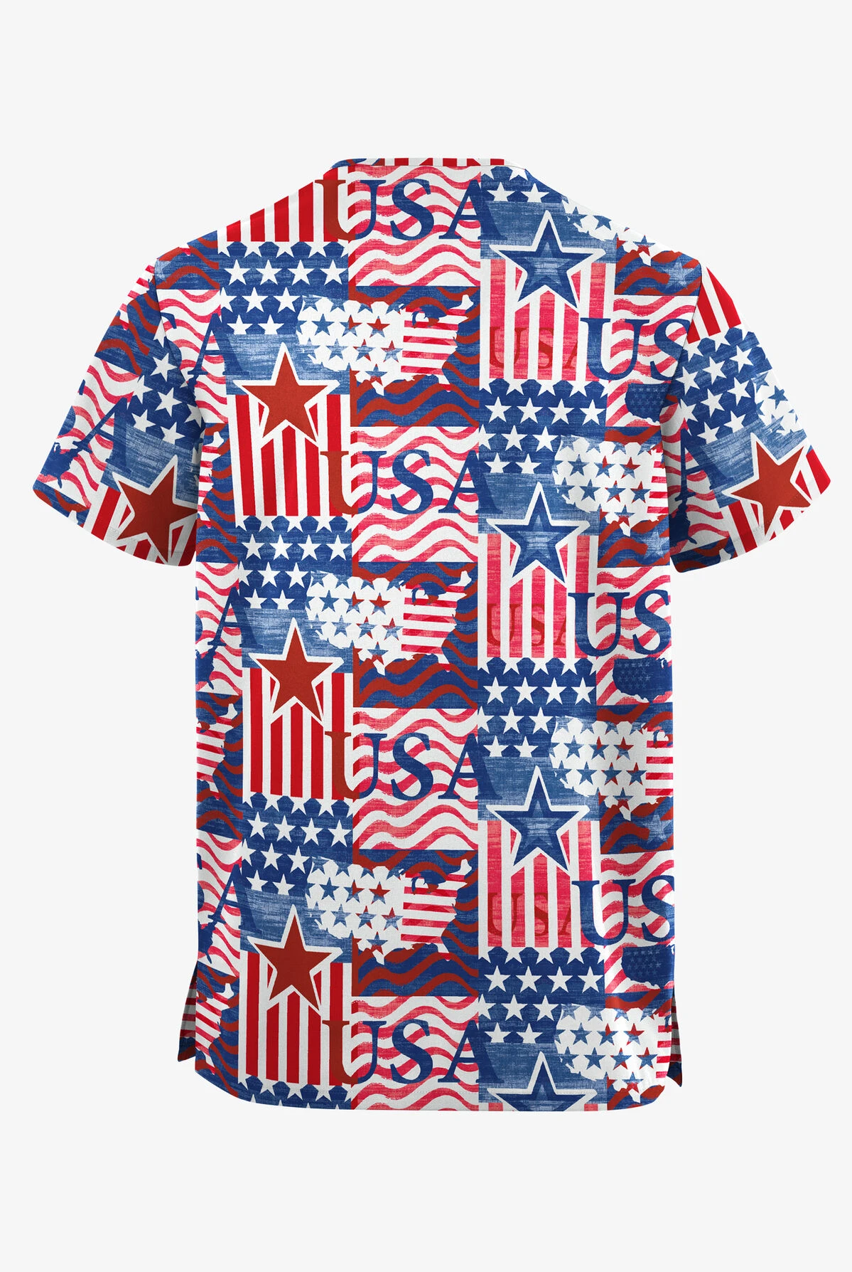 Butter-Soft Originals Happy Fourth Navy Unisex 2-Pocket V-Neck Printed Scrub Top 4 Butter-Soft Originals Happy Fourth Navy Unisex 2-Pocket V-Neck Printed Scrub Top - Image 2