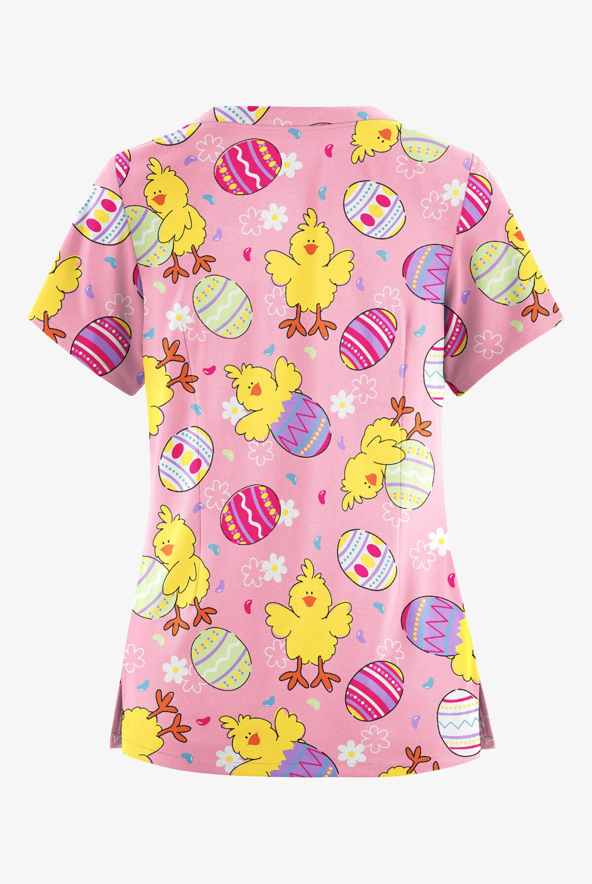 Butter-Soft Originals Easter Morning Blush Women's 6-Pocket Scallop Neck Printed Scrub Top 4 Butter-Soft Originals Easter Morning Blush Women's 6-Pocket Scallop Neck Printed Scrub Top - Image 2