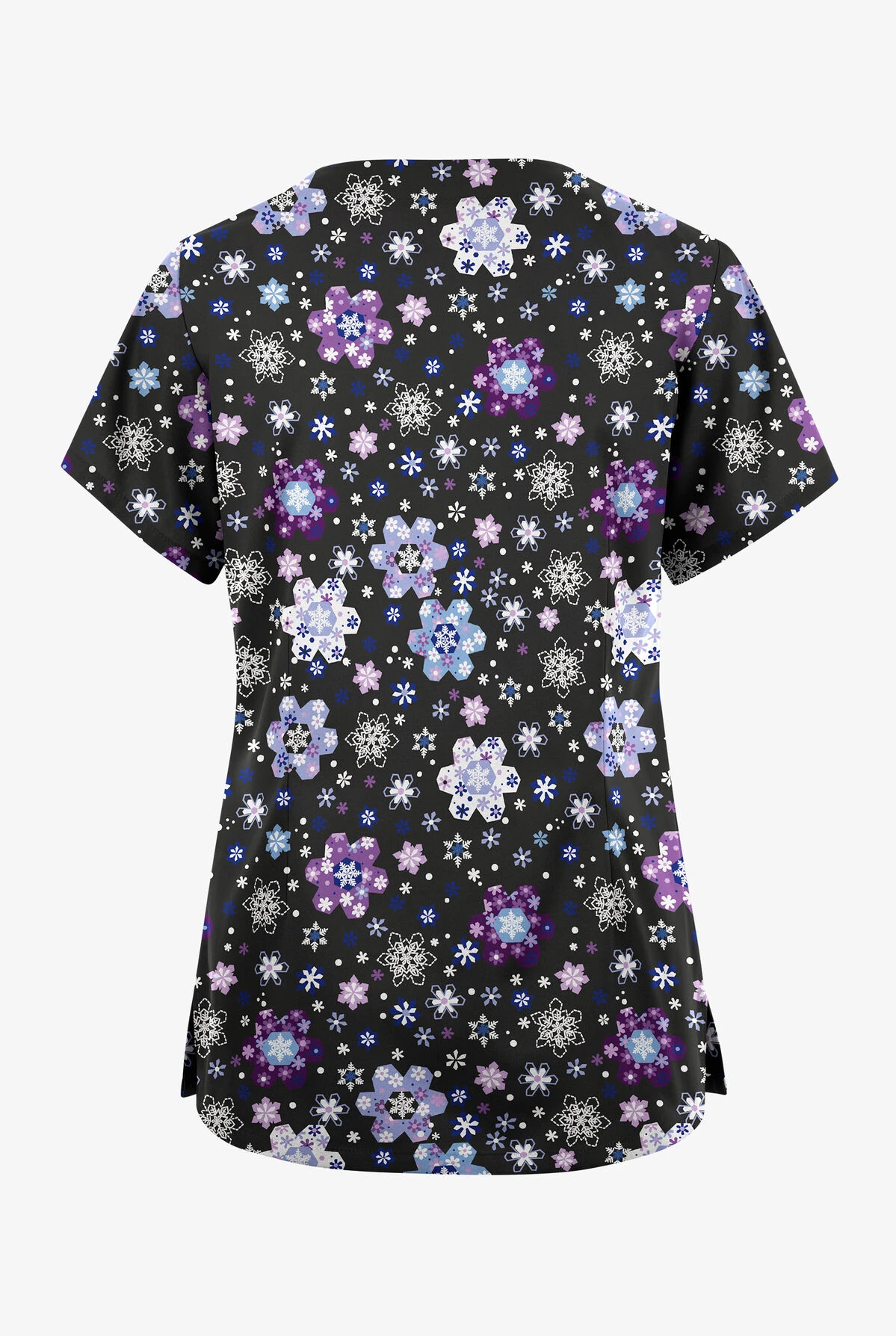 Butter-Soft Originals Winter Nights Black Printed Women's 6-Pocket Scallop Neck Scrub Top 4 Butter-Soft Originals Winter Nights Black Printed Women's 6-Pocket Scallop Neck Scrub Top - Image 2