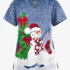 Butter-Soft Originals Festive Snowman Navy Women's 2-Pocket Scallop Neck Printed Scrub Top 1 Butter-Soft Originals Festive Snowman Navy Women's 2-Pocket Scallop Neck Printed Scrub Top -Fashion Clothing H1197FNNV 092823 1