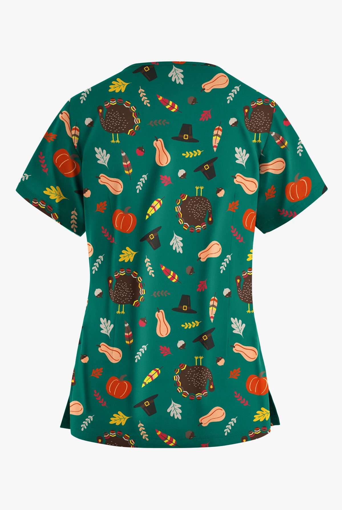 Butter-Soft Thanksgiving Walk Hunter Women’s 4-Pocket V Notch-Neck Printed Scrub Top 4 Butter-Soft Thanksgiving Walk Hunter Women’s 4-Pocket V Notch-Neck Printed Scrub Top - Image 2
