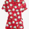Butter-Soft Winter Floral Red Women’s 4-Pocket V Notch-Neck Print Scrub Top 2 Butter-Soft Winter Floral Red Women’s 4-Pocket V Notch-Neck Print Scrub Top -Fashion Clothing H1531WFRD 1