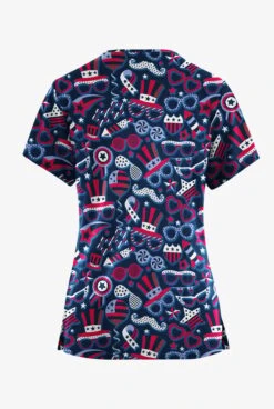 Butter-Soft Originals Stars & Stripes Navy Women's 7-Pocket Curved V-Neck Printed Scrub Top 5 Butter-Soft Originals Stars & Stripes Navy Women's 7-Pocket Curved V-Neck Printed Scrub Top -Fashion Clothing H1638STNV 100423 2