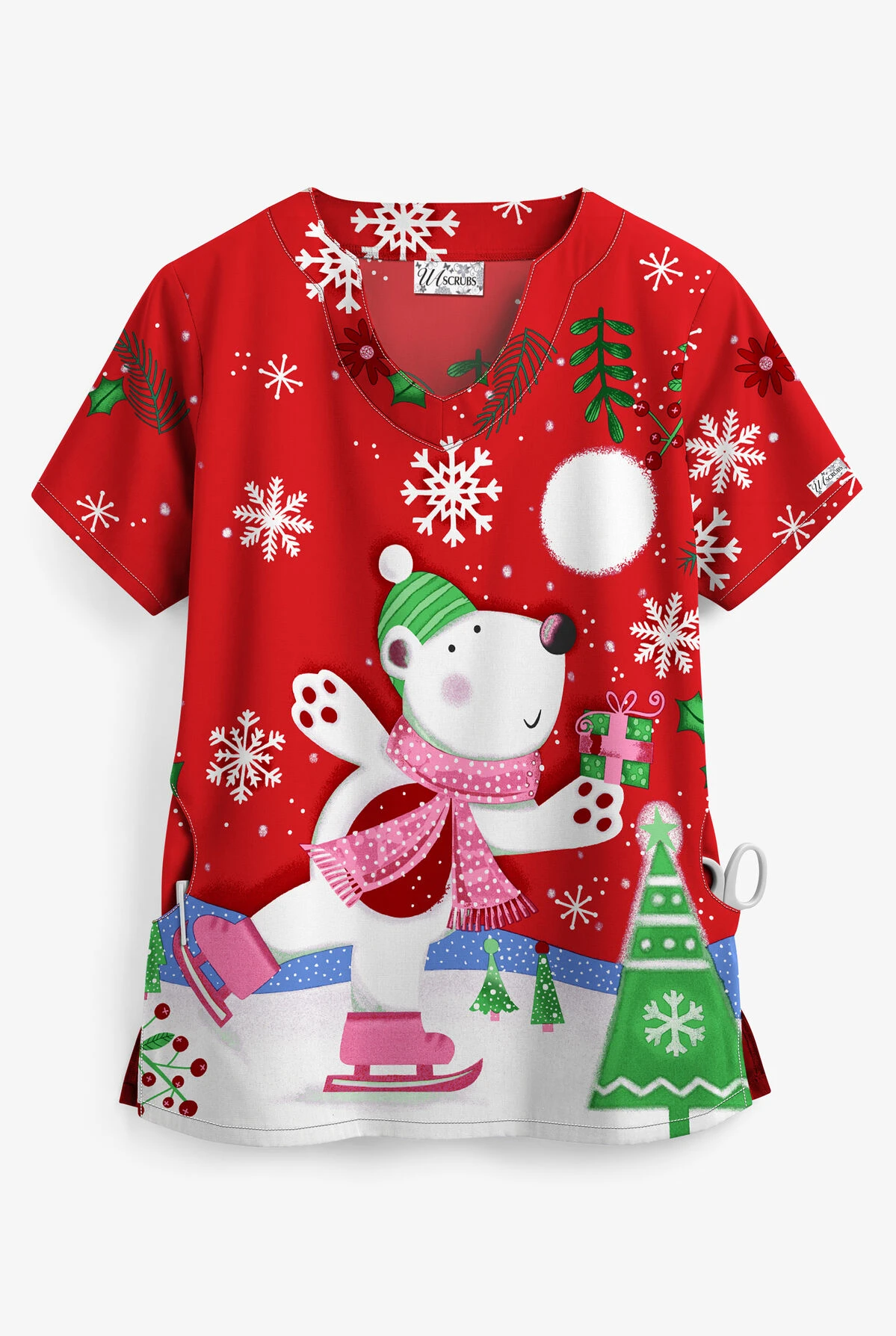 UA Polar Bear Fun Red Women's 2-Pocket Scallop Neck Print Top 3 UA Polar Bear Fun Red Women's 2-Pocket Scallop Neck Print Top