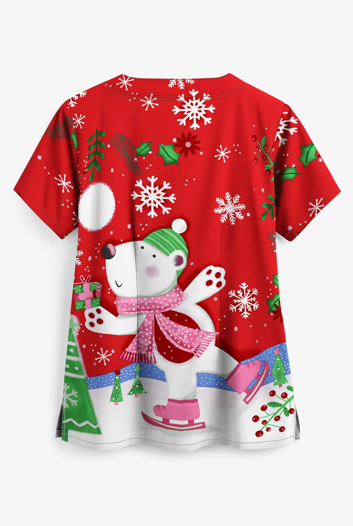 UA Polar Bear Fun Red Women's 2-Pocket Scallop Neck Print Top 4 UA Polar Bear Fun Red Women's 2-Pocket Scallop Neck Print Top - Image 2