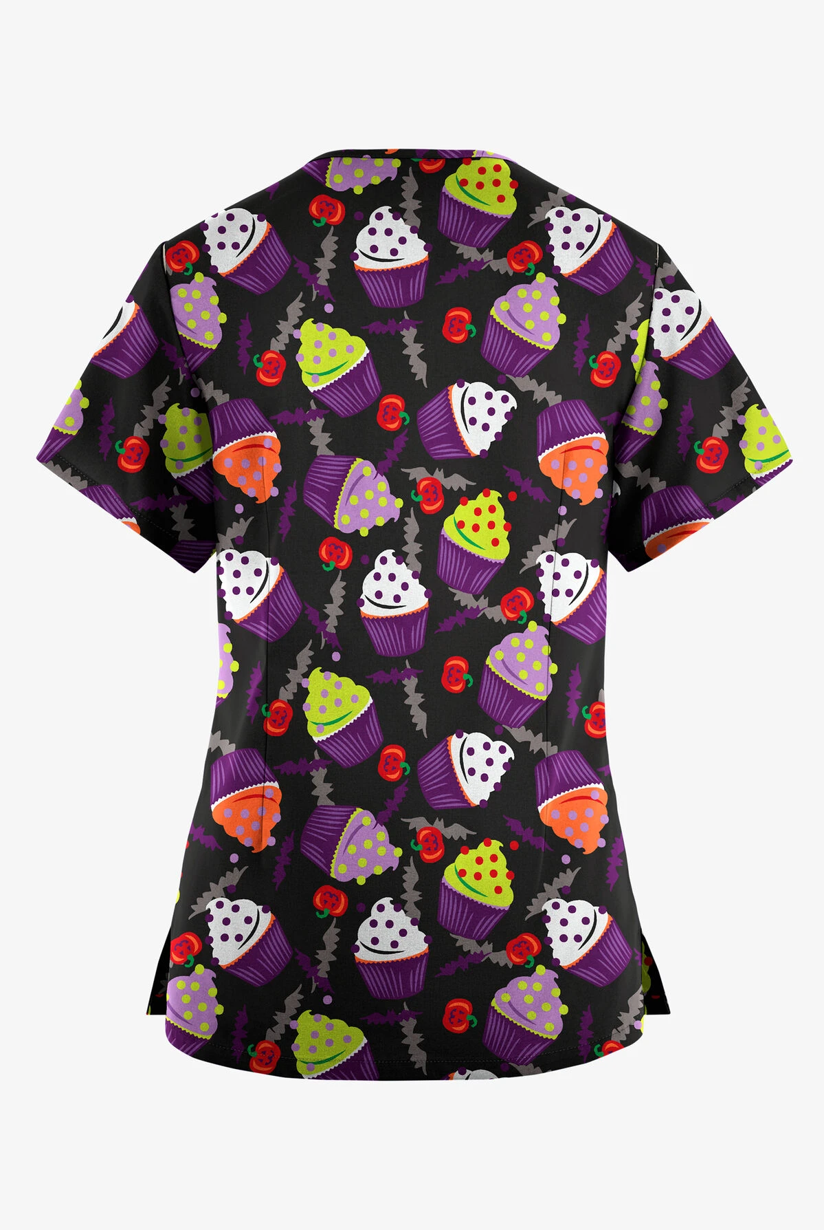 Butter-Soft Originals Halloween Treats Black Printed Women's 4-Pocket Rounded V-Neck Scrub Top 4 Butter-Soft Originals Halloween Treats Black Printed Women's 4-Pocket Rounded V-Neck Scrub Top - Image 2
