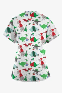 Butter-Soft Originals Santa Saurus White Printed Women's 4-Pocket Rounded V-Neck Scrub Top 5 Butter-Soft Originals Santa Saurus White Printed Women's 4-Pocket Rounded V-Neck Scrub Top -Fashion Clothing H2697STWT 092823 2