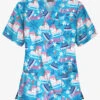 Butter-Soft Christmas Skate Turquoise Women's 3-Pocket V-Neck Print Scrub Top 2 Butter-Soft Christmas Skate Turquoise Women's 3-Pocket V-Neck Print Scrub Top -Fashion Clothing H61CHQ 1