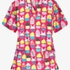 UA Easter Treats Fuchsia Women's 3-Pocket V-Neck Print Scrub Top 2 UA Easter Treats Fuchsia Women's 3-Pocket V-Neck Print Scrub Top -Fashion Clothing H61ETF 1