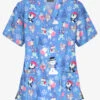 Butter-Soft Holiday Party Ceil Women's 3-Pocket V-Neck Print Scrub Top -Fashion Clothing H61HPC 1
