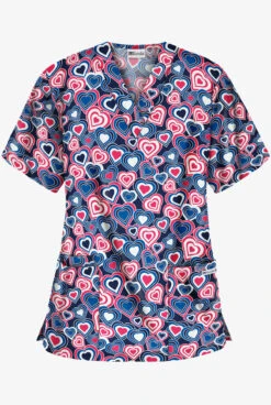 UA Lota' Love Royal Women's 3-Pocket V-Neck Print Scrub Top