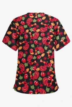 Butter-Soft Thanksgiving Morning Women's 3-Pocket V-Neck Print Scrub Top 5 Butter-Soft Thanksgiving Morning Women's 3-Pocket V-Neck Print Scrub Top -Fashion Clothing H61THR 2