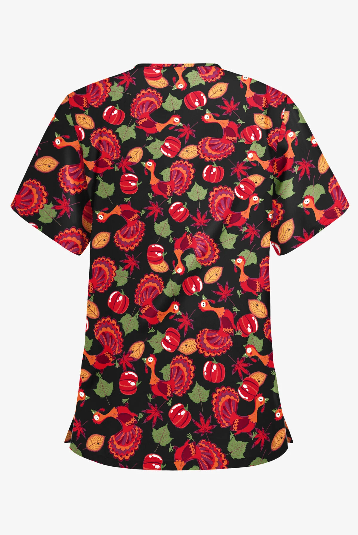 Butter-Soft Thanksgiving Morning Women's 3-Pocket V-Neck Print Scrub Top 4 Butter-Soft Thanksgiving Morning Women's 3-Pocket V-Neck Print Scrub Top - Image 2