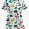 Butter-Soft Christmas Dinos Women's 3-Pocket Criss Cross Print Scrub Top 1 Butter-Soft Christmas Dinos Women's 3-Pocket Criss Cross Print Scrub Top -Fashion Clothing H626CDWT 1