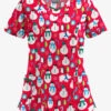 Butter-Soft North Pole Party Red Women's 3-Pocket Criss Cross Printed Scrub Top -Fashion Clothing H626NPRD 101323 1