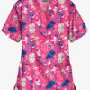Butter-Soft Happy Holiday Dogs Fuchsia Women's 2-Pocket Relaxed Fit V-Neck Print Scrub Top -Fashion Clothing H62HDFC 1