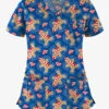 Butter-Soft Cookie Angel Royal Women's 5-Pocket Rounded V-Neck Print Scrub Top -Fashion Clothing H638CARL 1