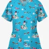 Butter-Soft Holiday Fun Turquoise Women's 2-Pocket Mock Wrap Print Scrub Top 2 Butter-Soft Holiday Fun Turquoise Women's 2-Pocket Mock Wrap Print Scrub Top -Fashion Clothing H668HDT 1