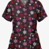 Butter-Soft Morning Snow Women's 2-Pocket Mock Wrap Print Scrub Top -Fashion Clothing H668MNB 1