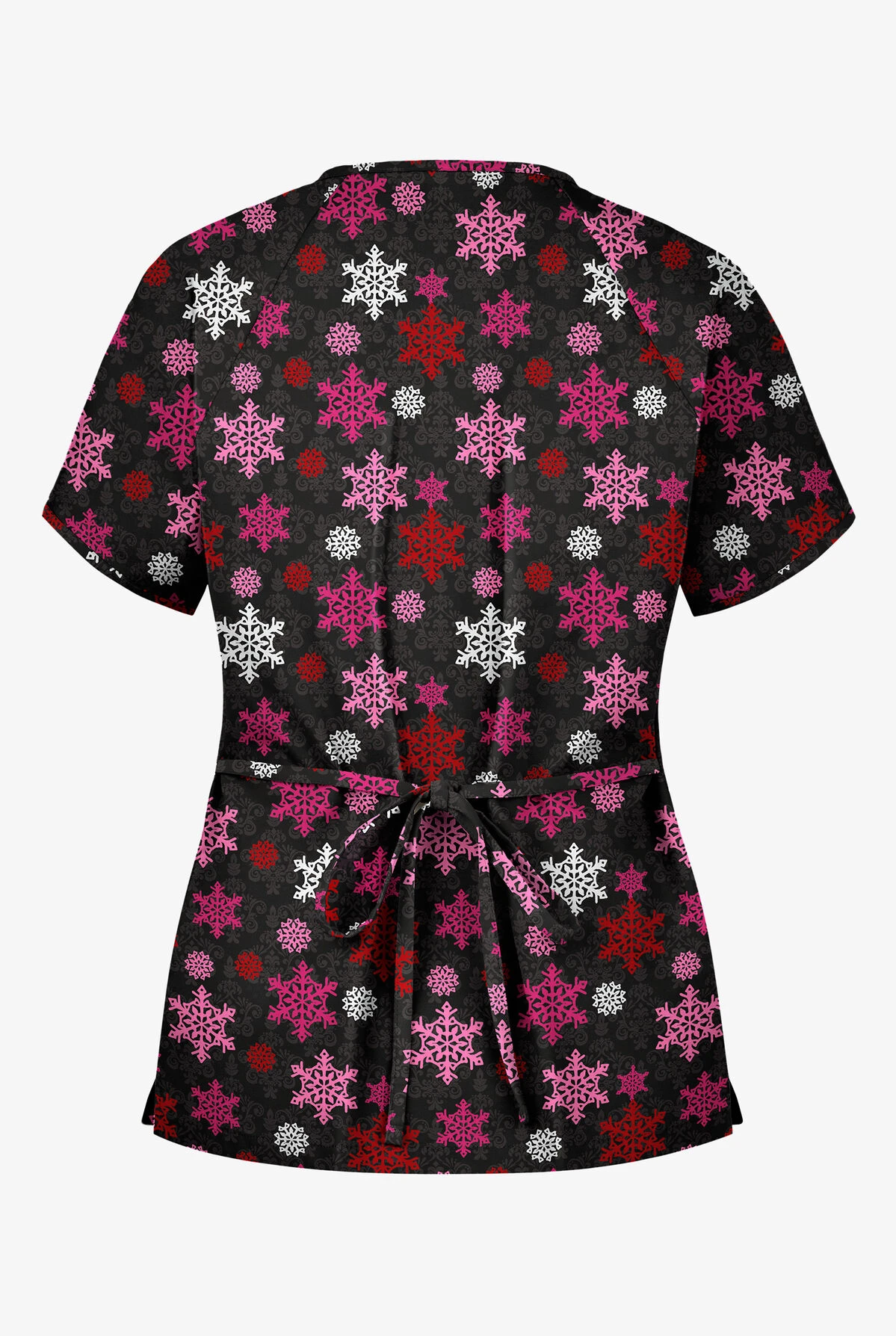 Butter-Soft Morning Snow Women's 2-Pocket Mock Wrap Print Scrub Top 4 Butter-Soft Morning Snow Women's 2-Pocket Mock Wrap Print Scrub Top - Image 2
