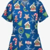 Butter-Soft Santa's Cookies Royal Women's 2-Pocket Mock Wrap Print Scrub Top -Fashion Clothing H668SCS 1