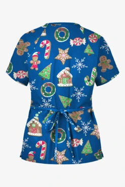 Butter-Soft Santa's Cookies Royal Women's 2-Pocket Mock Wrap Print Scrub Top 5 Butter-Soft Santa's Cookies Royal Women's 2-Pocket Mock Wrap Print Scrub Top -Fashion Clothing H668SCS 2