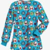 Butter-Soft Christmas Stickers Turquoise Women's 2-Pocket Warm-Up Print Scrub Jacket 2 Butter-Soft Christmas Stickers Turquoise Women's 2-Pocket Warm-Up Print Scrub Jacket -Fashion Clothing H82CSTQ 1