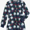 Butter-Soft Winter Floral Navy Women's 2-Pocket Warm-Up Print Scrub Jacket -Fashion Clothing H82WFNV 1