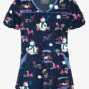 Butter-Soft Holiday Fun Navy Women's 4-Pocket Princess Seam Printed Scrub Top 2 Butter-Soft Holiday Fun Navy Women's 4-Pocket Princess Seam Printed Scrub Top -Fashion Clothing H864HDN 1