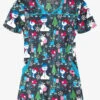 Butter-Soft Holiday Party Pewter Women's 4-Pocket Princess Seam Print Scrub Top -Fashion Clothing H864HPG 1
