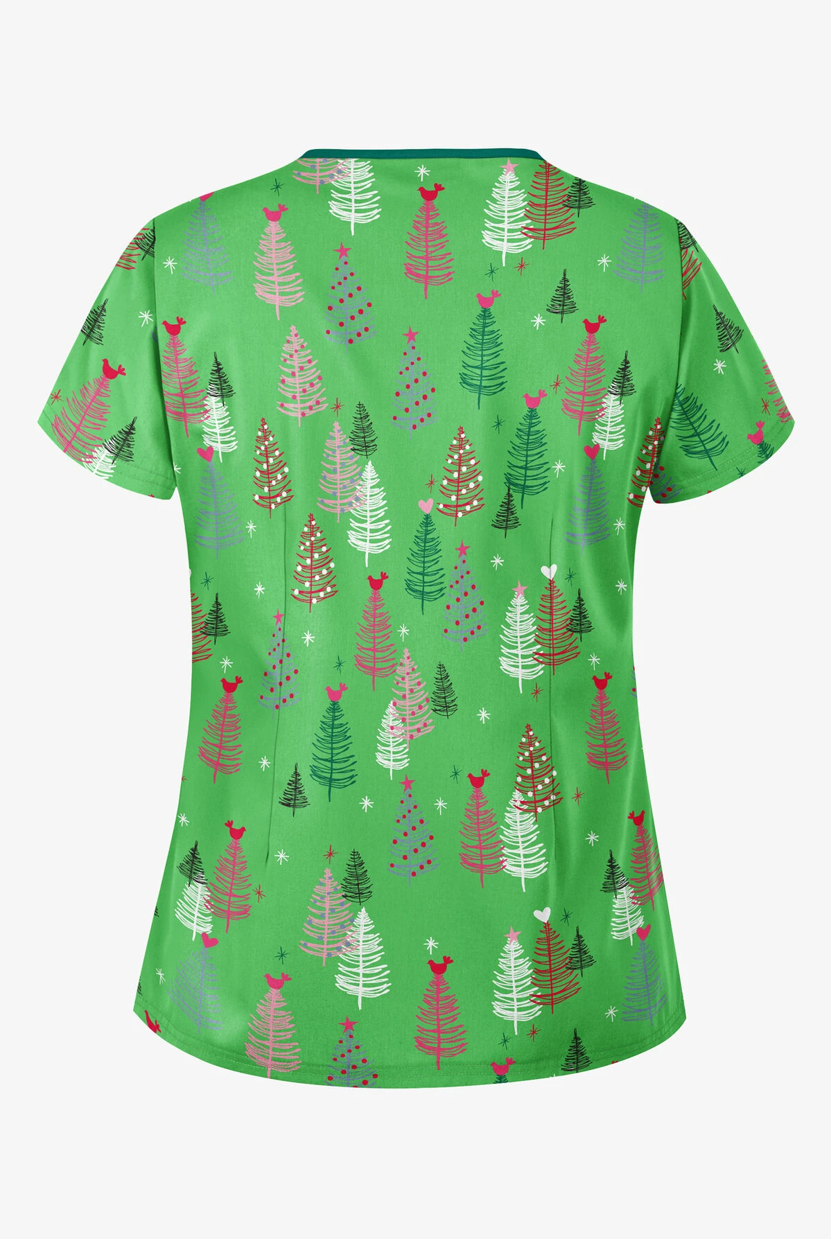 Butter-Soft Joy Forest Gecko Green Women's 4-Pocket Princess Seam Print Scrub Top 4 Butter-Soft Joy Forest Gecko Green Women's 4-Pocket Princess Seam Print Scrub Top - Image 2