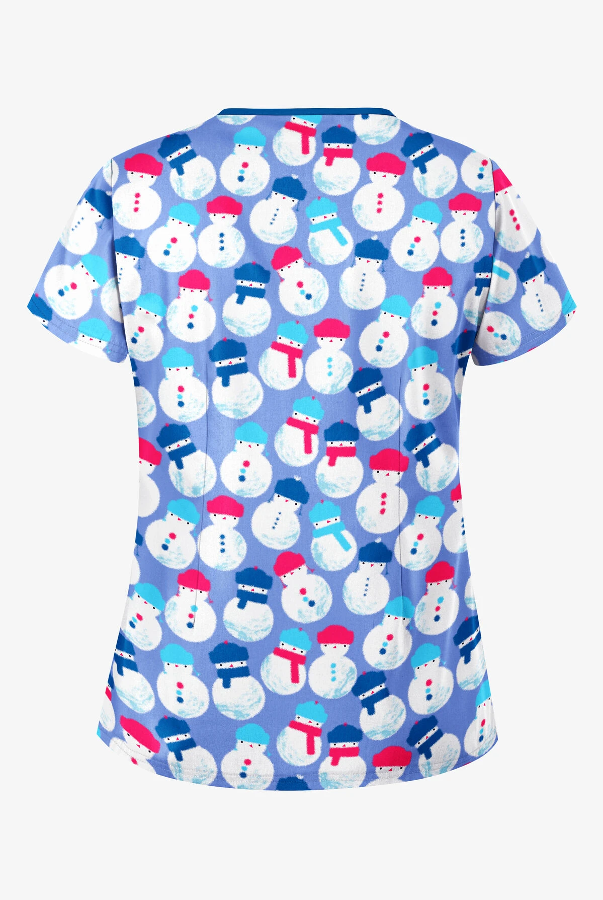Butter-Soft Snowman Party Ceil Women's 4-Pocket Princess Seam Print Scrub Top 4 Butter-Soft Snowman Party Ceil Women's 4-Pocket Princess Seam Print Scrub Top - Image 2