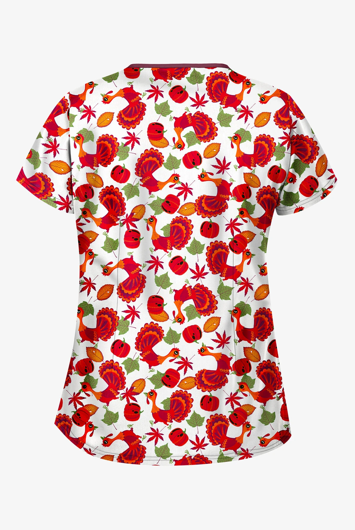 Butter-Soft Thanksgiving Morning Cream Women's 4-Pocket Princess Seam Printed Scrub Top 4 Butter-Soft Thanksgiving Morning Cream Women's 4-Pocket Princess Seam Printed Scrub Top - Image 2