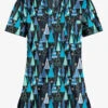 UA Butter-Soft STRETCH Wintertime Turquoise Women's 1-Pocket V-Neck Tuck-In Printed Scrub Top -Fashion Clothing HTS452WTTQ 100423 1