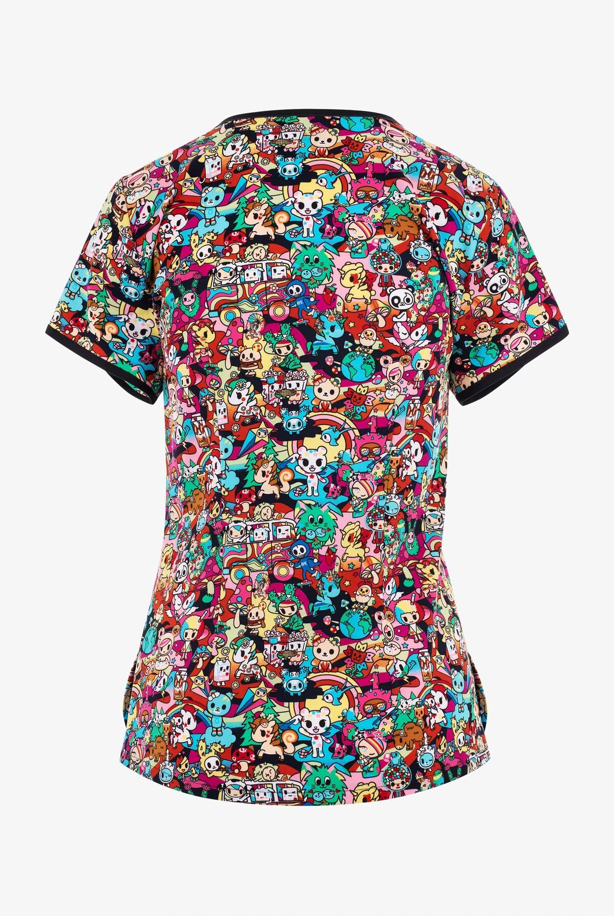 Koi Tokidoki Stay Groovy Women's 2-Pocket STRETCH Y-Neck Print Scrub Top 4 Koi Tokidoki Stay Groovy Women's 2-Pocket STRETCH Y-Neck Print Scrub Top - Image 2