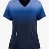 Koi Lite Ceil/Navy Ombre Women's 2-Pocket STRETCH V-Neck Print Scrub Top -Fashion Clothing K1088CEN 100423 1