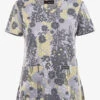 Koi Basics Lace Platinum Floral Women's 2-Pocket STRETCH V-Neck Print Scrub Top -Fashion Clothing K384FCP 1