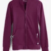 UA Butter-Soft STRETCH Women's 2-Pocket Technical Knit Zip Front Scrub Jacket 2 UA Butter-Soft STRETCH Women's 2-Pocket Technical Knit Zip Front Scrub Jacket -Fashion Clothing KN482 WINE 1
