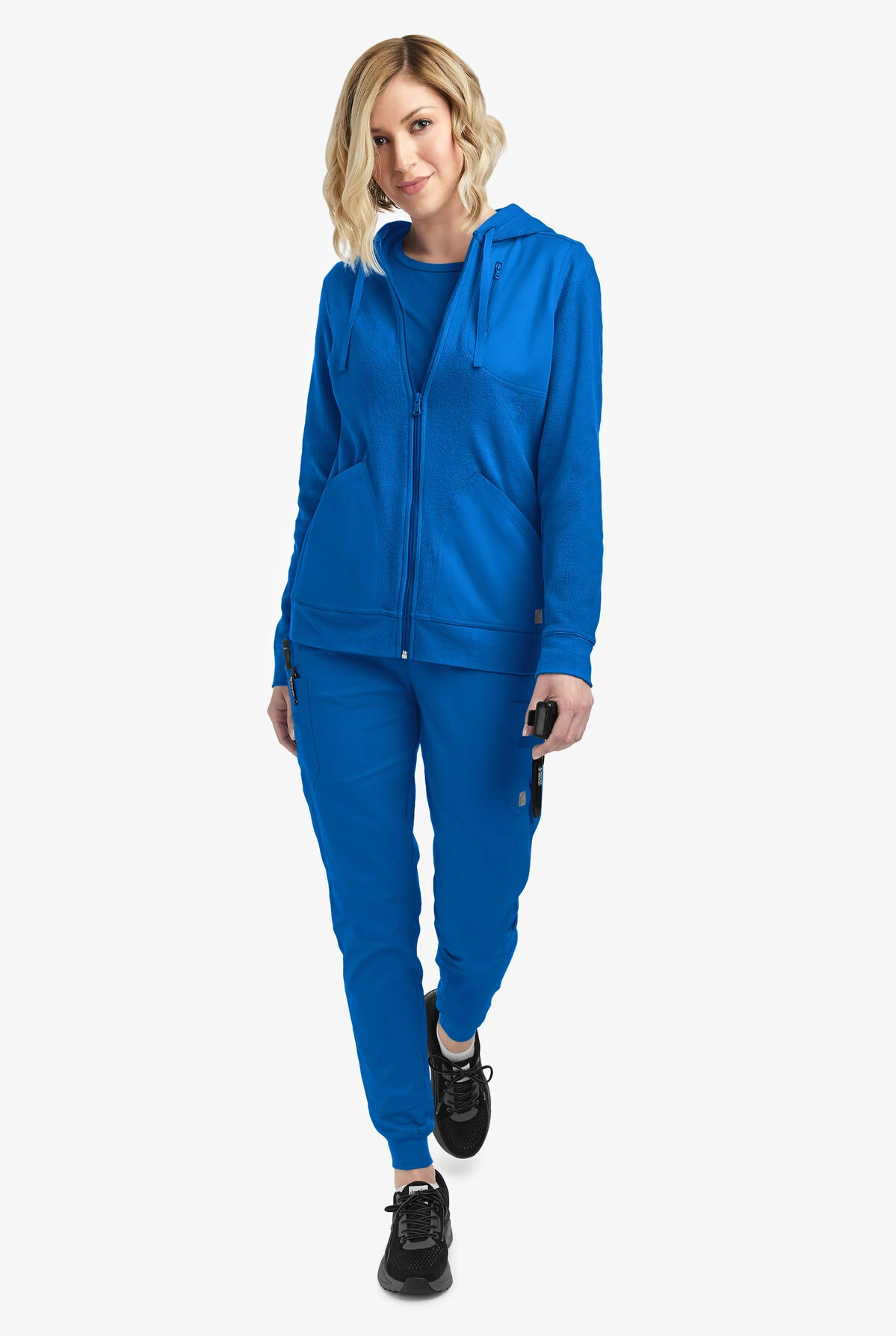 UA Butter-Soft STRETCH Women's 4-Pocket Fleece & Woven Zip Front Scrub Hoodie 4 UA Butter-Soft STRETCH Women's 4-Pocket Fleece & Woven Zip Front Scrub Hoodie - Image 2