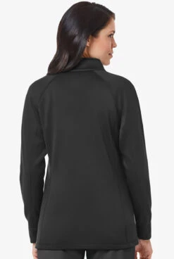 Maevn Blaze Women's 5-Pocket Zip Front Raglan Sleeve Fleece Scrub Jacket -Fashion Clothing MA3812 BLACK 3