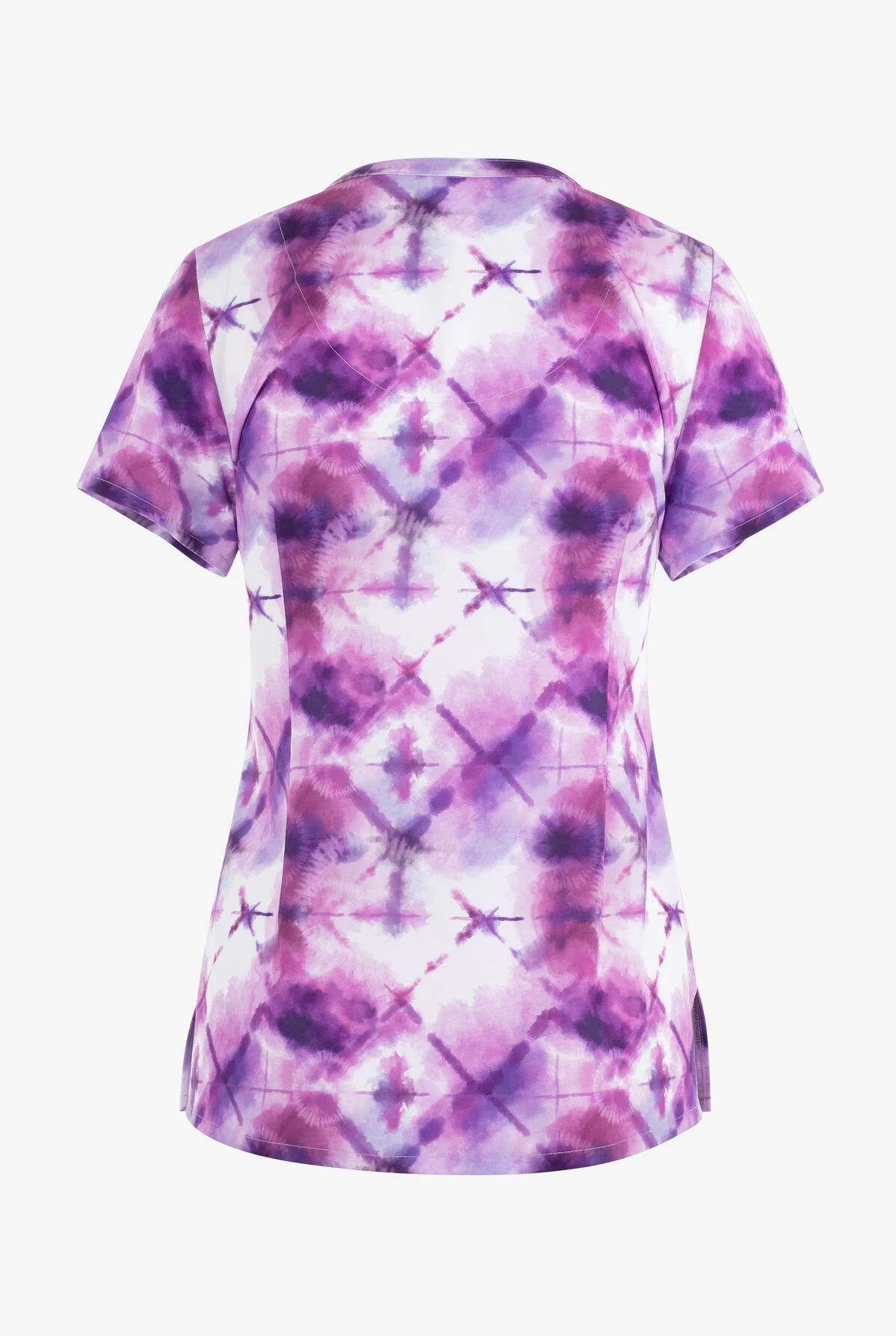 Maevn Mystic Tie Dye Women's 3-Pocket STRETCH V-Neck Print Scrub Top 4 Maevn Mystic Tie Dye Women's 3-Pocket STRETCH V-Neck Print Scrub Top - Image 2