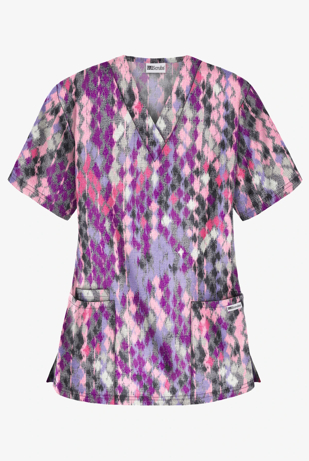 UA Best Buy Antik Ikat Eggplant Women's 3-Pocket V-Neck Print Scrub Top 3 UA Best Buy Antik Ikat Eggplant Women's 3-Pocket V-Neck Print Scrub Top