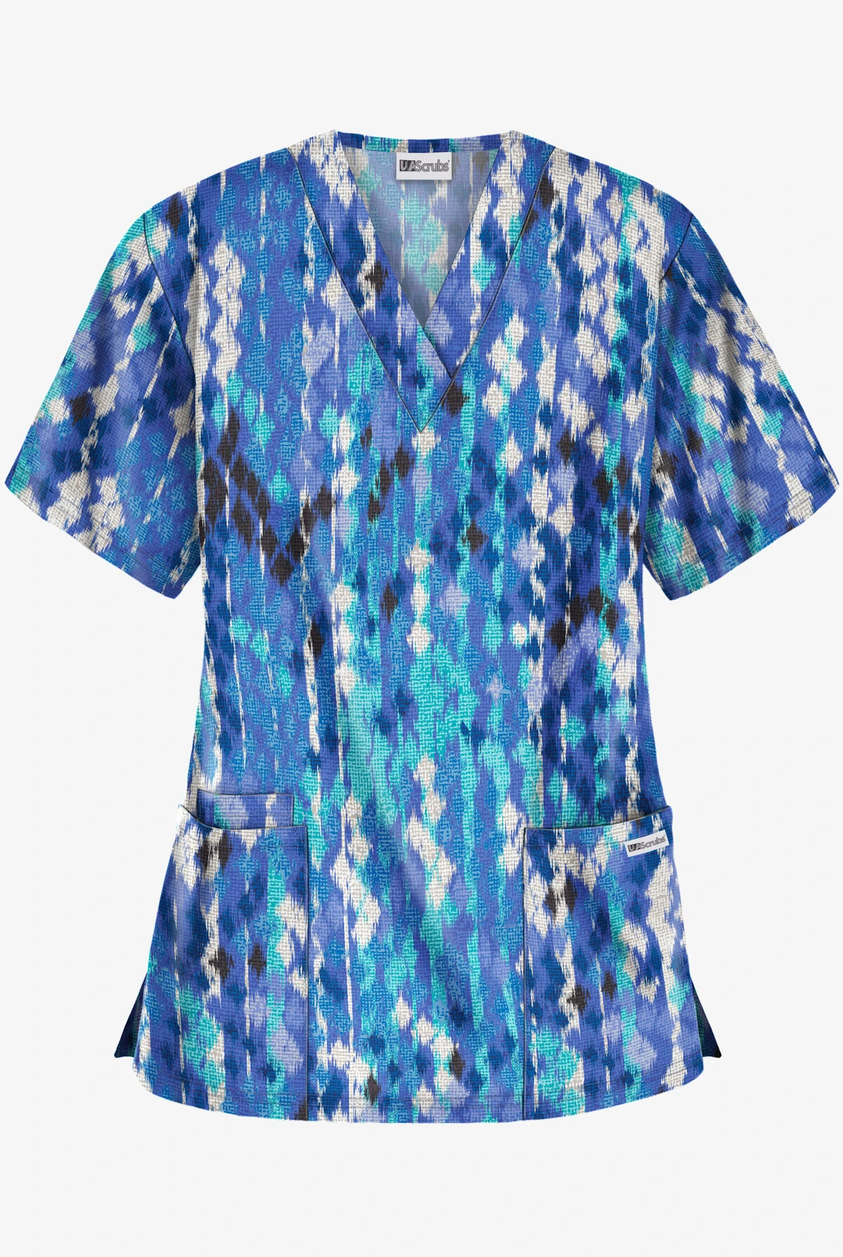 UA Best Buy Antik Ikat Royal Women's 3-Pocket V-Neck Print Scrub Top 3 UA Best Buy Antik Ikat Royal Women's 3-Pocket V-Neck Print Scrub Top